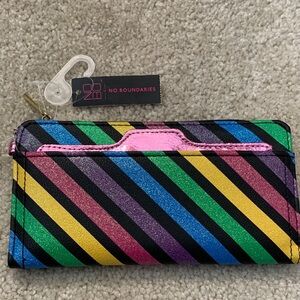 No Boundaries Ella Multicolor Glitter Stripes Wallet - NWT